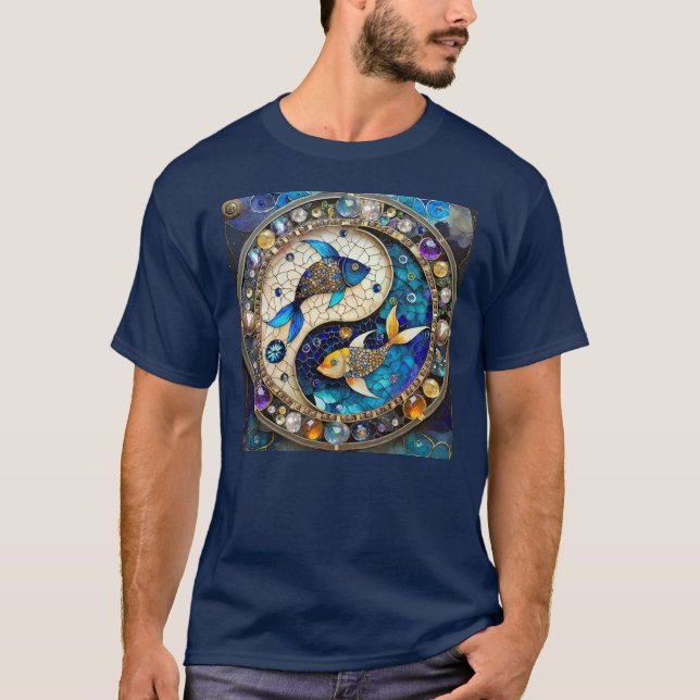 Zodiac - Pisces Fish Yin and Yang T-Shirt (Front)
