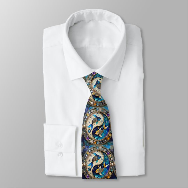 Zodiac - Pisces Fish Yin and Yang Tie (Tied)