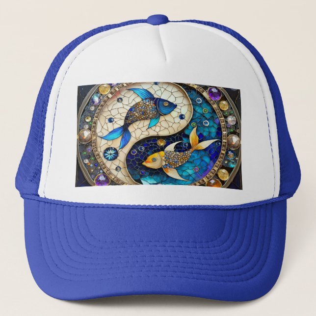 Zodiac - Pisces Fish Yin and Yang Trucker Hat (Front)