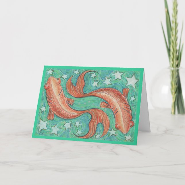 Zodiac Pisces greetings card (Front)