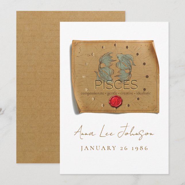 ZODIAC - Pisces - Personalised Birthday Card (Front/Back)