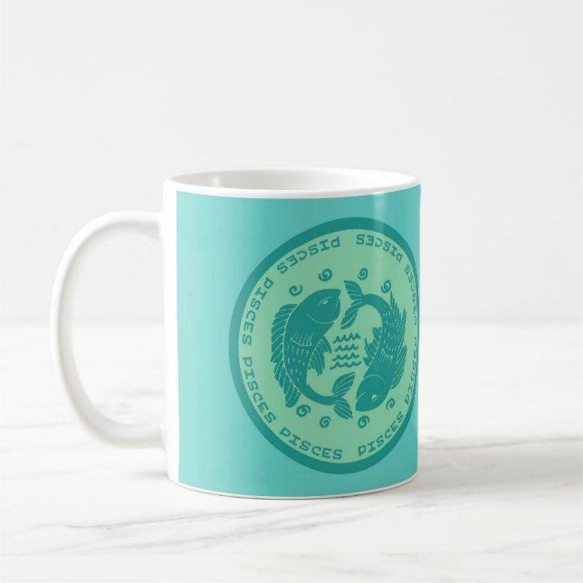 Zodiac Pisces Symbol Coffee Mug (Left)
