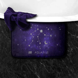 Zodiac Purple Aquarius Astrology Horoscope Bath Mat