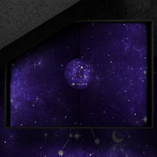 Zodiac Purple Aquarius   Astrology Horoscope Classic Round Sticker