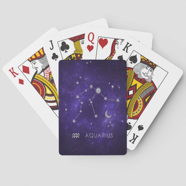 Zodiac Purple Aquarius | Astrology Horoscope Playing Cards (Back)