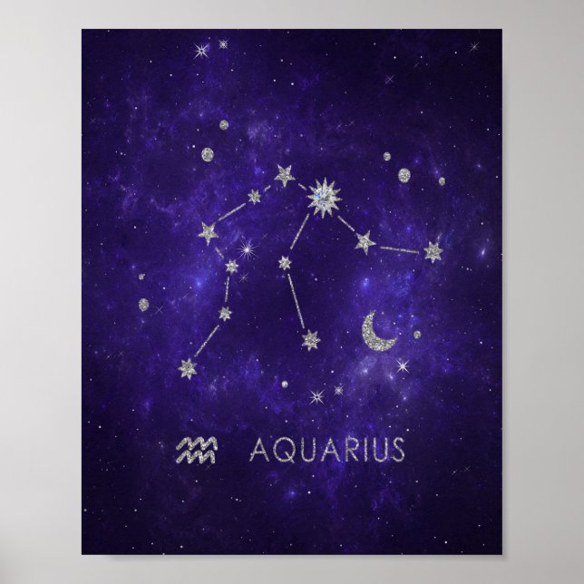 Zodiac Purple Aquarius | Astrology Horoscope Poster (Front)