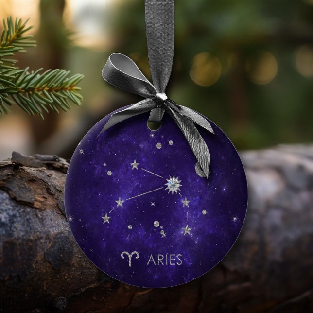 Zodiac Purple Aries | Cosmic Astrology Horoscope Ceramic Ornament (Creator Uploaded)