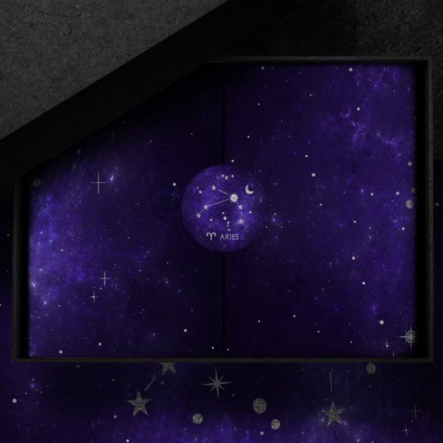 Zodiac Purple Aries | Cosmic Astrology Horoscope Classic Round Sticker (Creator Uploaded)