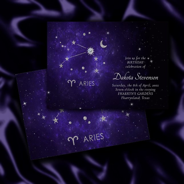 Zodiac Purple Aries | Cosmic Astrology Horoscope Invitation (Creator Uploaded)