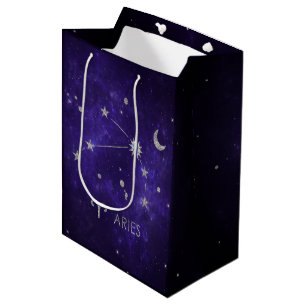 Zodiac Purple Aries Cosmic Astrology Horoscope Medium Gift Bag