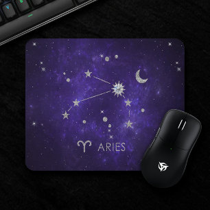 Zodiac Purple Aries Cosmic Astrology Horoscope Mouse Pad