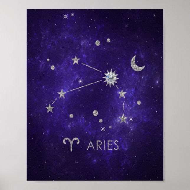 Zodiac Purple Aries | Cosmic Astrology Horoscope Poster (Front)
