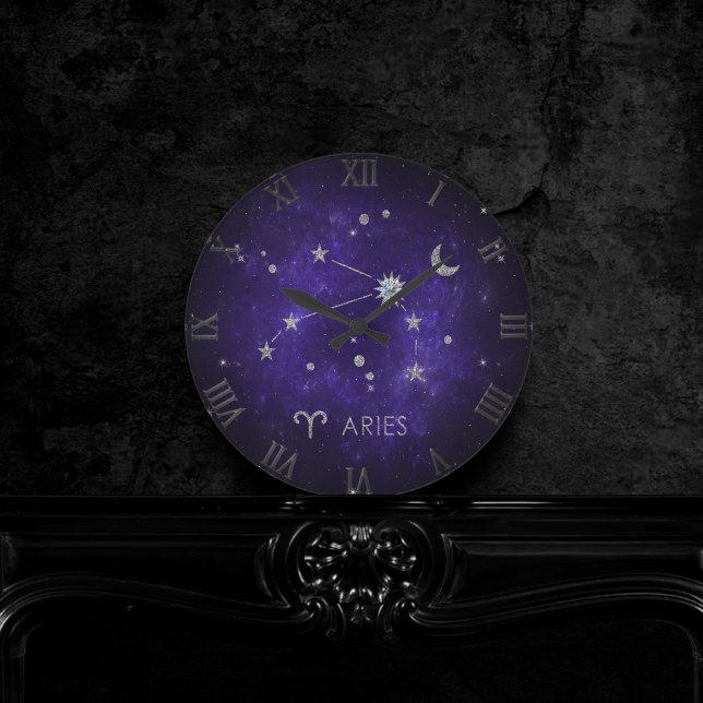 Zodiac Purple Aries | Cosmic Astrology Horoscope Round Clock (Creator Uploaded)