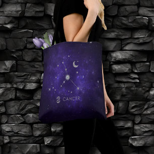 Zodiac Purple Cancer   Cosmic Astrology Horoscope Tote Bag