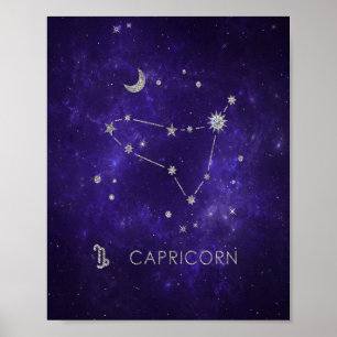 Zodiac Purple Capricorn   Astrology Horoscope Poster