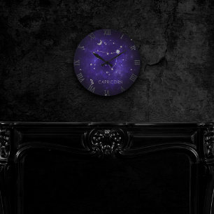 Zodiac Purple Capricorn   Astrology Horoscope Round Clock