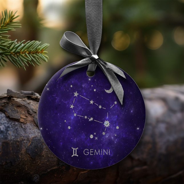 Zodiac Purple Gemini | Cosmic Astrology Horoscope Ceramic Ornament (Creator Uploaded)