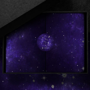 Zodiac Purple Gemini Cosmic Astrology Horoscope Classic Round Sticker