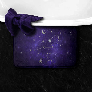 Zodiac Purple Leo   Cosmic Astrology Horoscope Bath Mat