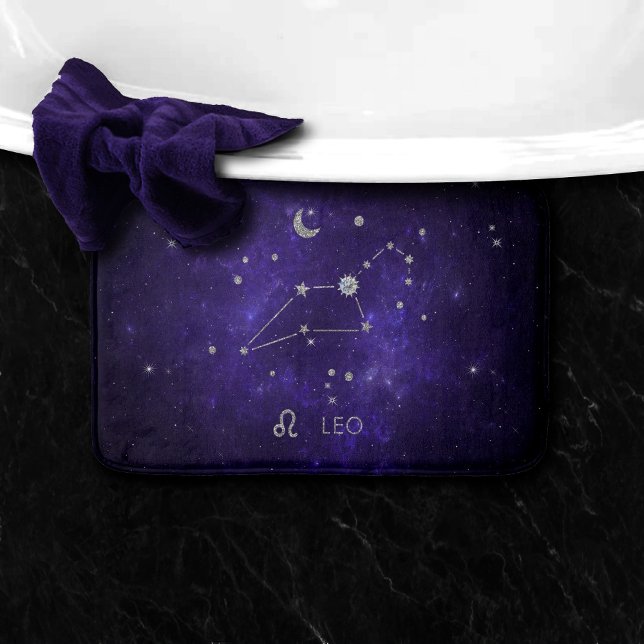 Zodiac Purple Leo | Cosmic Astrology Horoscope Bath Mat (Creator Uploaded)