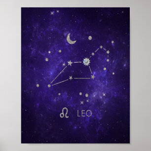 Zodiac Purple Leo   Cosmic Astrology Horoscope Poster