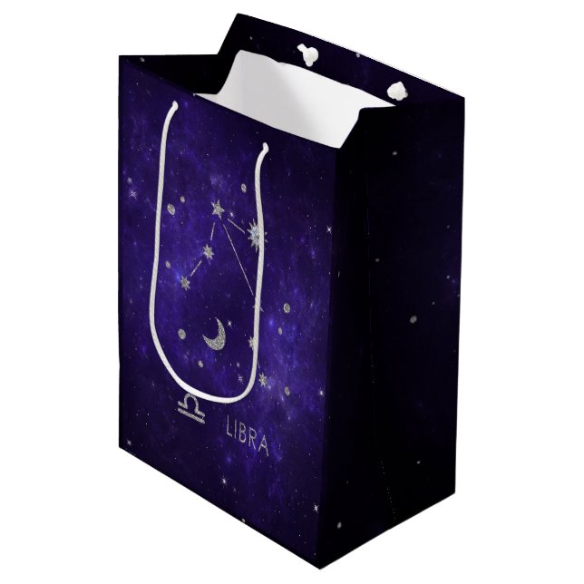Zodiac Purple Libra | Cosmic Astrology Horoscope Medium Gift Bag (Front Angled)
