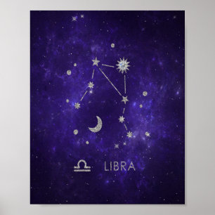 Zodiac Purple Libra Cosmic Astrology Horoscope Poster