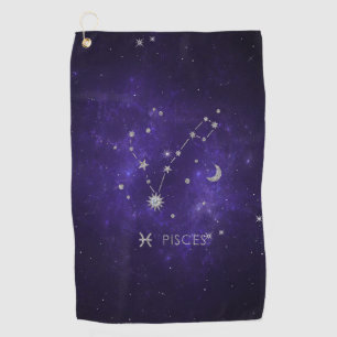 Zodiac Purple Pisces Cosmic Astrology Horoscope Golf Towel