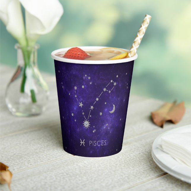 Zodiac Purple Pisces | Cosmic Astrology Horoscope Paper Cups (Insitu)
