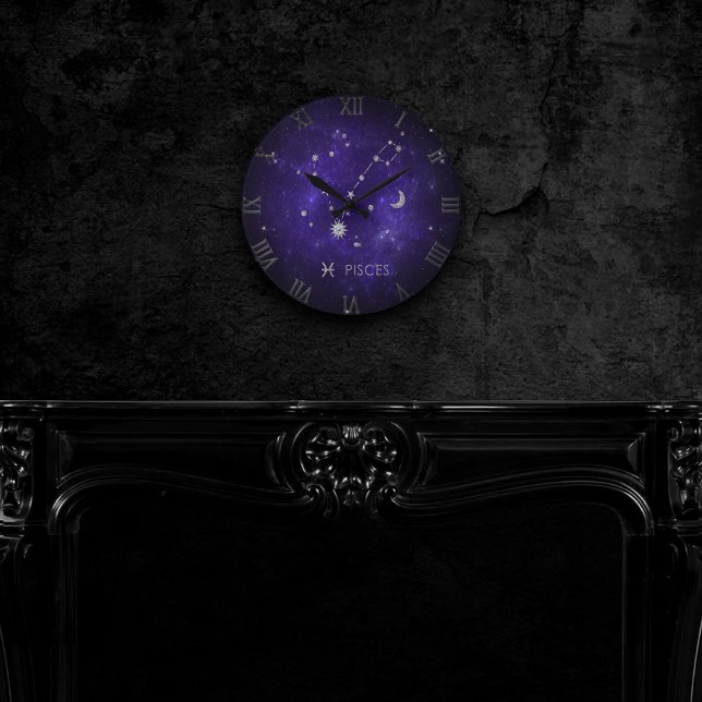 Zodiac Purple Pisces | Cosmic Astrology Horoscope Round Clock (Creator Uploaded)