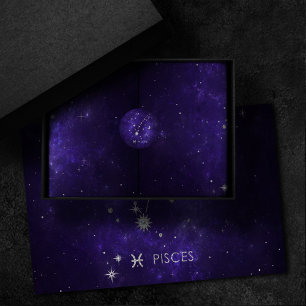 Zodiac Purple Pisces   Cosmic Astrology Horoscope Tissue Paper