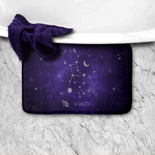 Zodiac Purple Virgo   Cosmic Astrology Horoscope Bath Mat