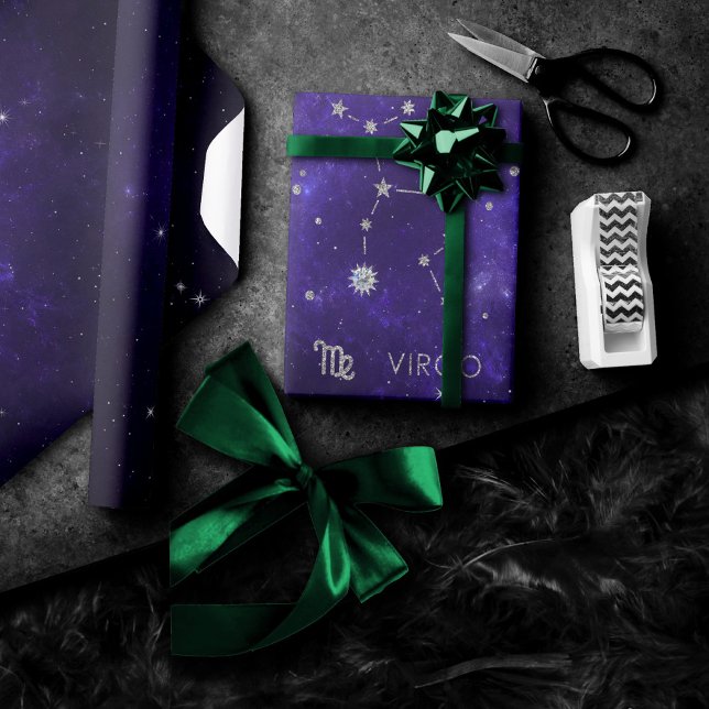 Zodiac Purple Virgo | Cosmic Astrology Horoscope Wrapping Paper (Creator Uploaded)