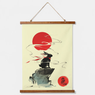 zodiac Rabbit ink art sumi-e Hanging Tapestry
