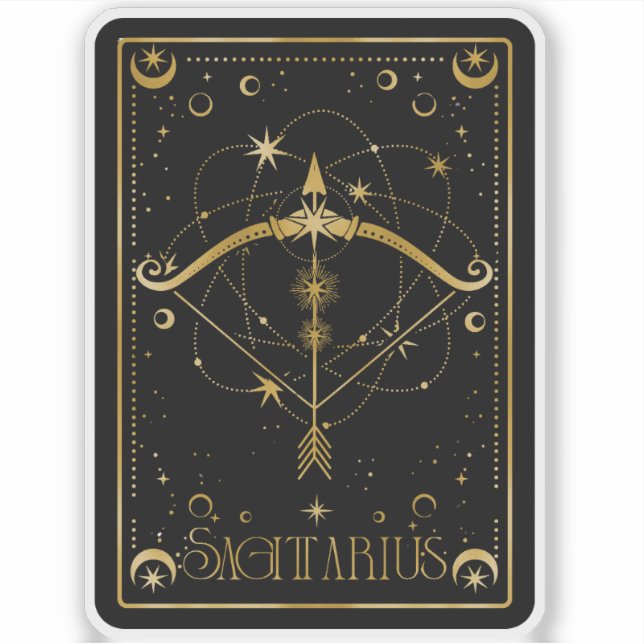 Zodiac Sagittarius Astrology Black & White Sticker (Front)