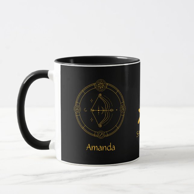 Zodiac Sagittarius Golden Yellow Customisable Mug (Left)
