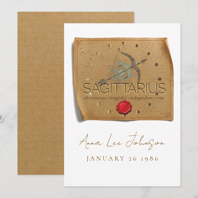 ZODIAC - Sagittarius - Personalised Birthday Card (Front/Back)