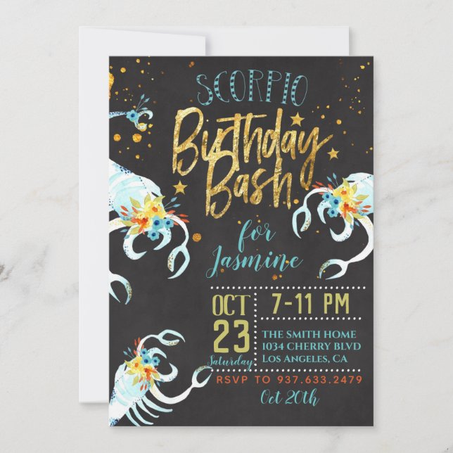 Zodiac Scorpio Birthday Invitation (Front)