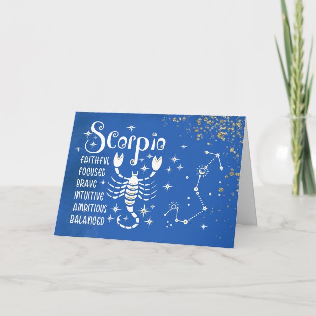 Zodiac Scorpio Birthday With Sign Constellation Card (Front)