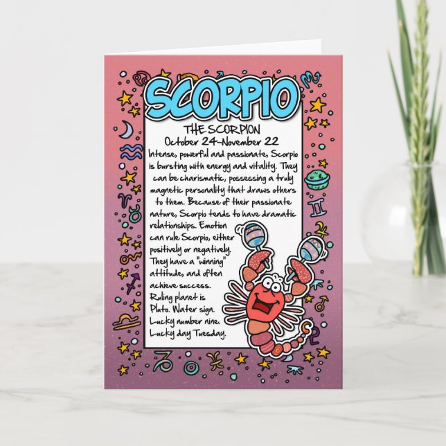 Zodiac - Scorpio Fun Facts Card (Front)