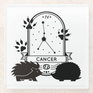 Zodiac Sign and Matching Pets. Cancer - Hedgehog.w Glass Coaster