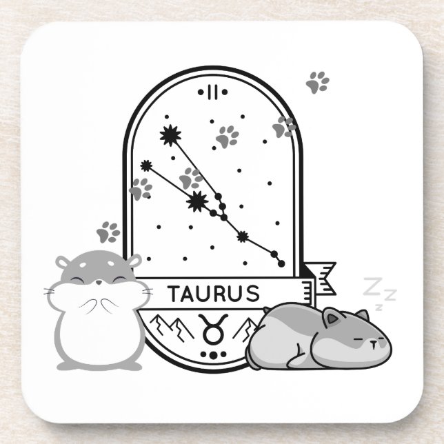 Zodiac Sign and Matching Pets. Taurus - Hamster.w Coaster (Front)