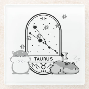 Zodiac Sign and Matching Pets. Taurus - Hamster.w Glass Coaster