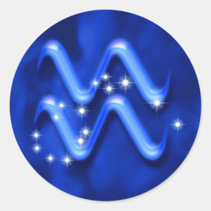 Zodiac sign Aquarius Classic Round Sticker