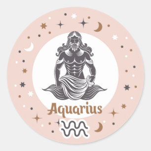 Zodiac Sign Aquarius Classic Round Sticker