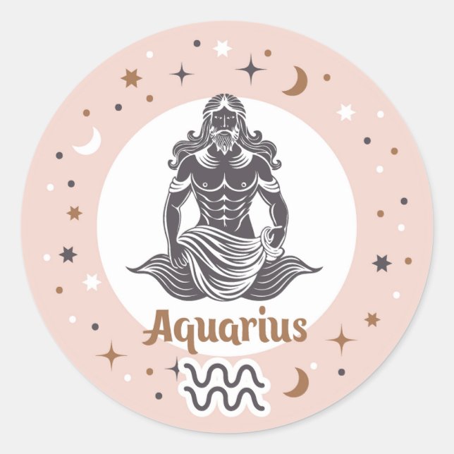 Zodiac Sign Aquarius Classic Round Sticker (Front)