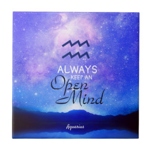 Zodiac Sign Aquarius Dreamy Star Sky Quote Ceramic Tile