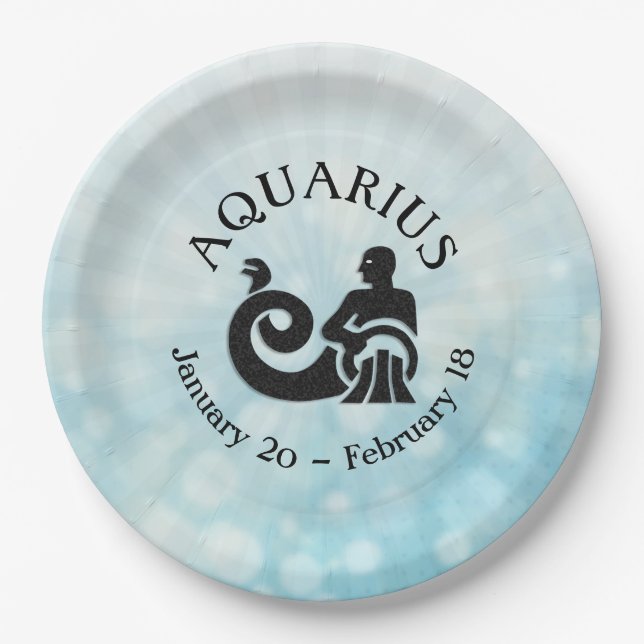 Zodiac Sign Aquarius Horoscope Astrology party Paper Plate (Front)