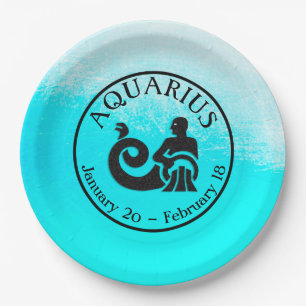 Zodiac Sign Aquarius Horoscope Astrology party Paper Plate