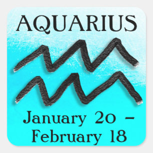 Zodiac Sign Aquarius Horoscope Astrology Square Sticker